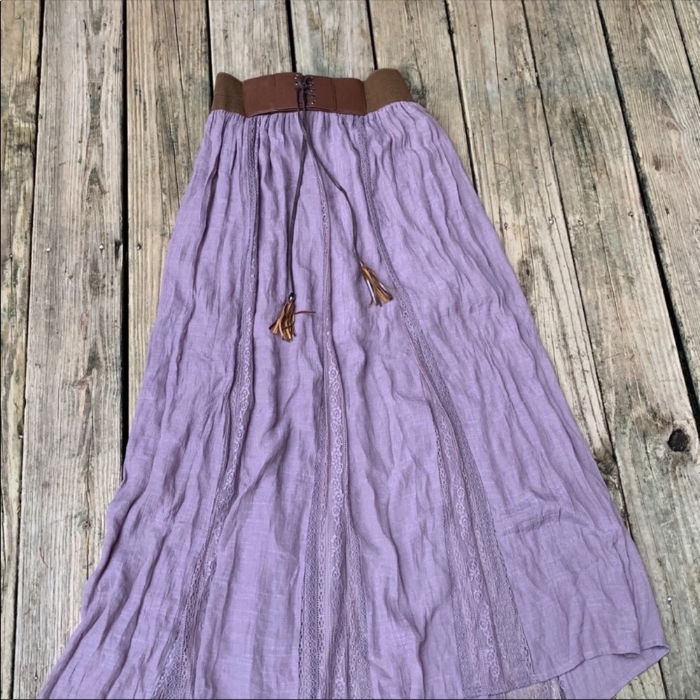 Altar’d State Boho Maxi skirt w Fringe Belt lace